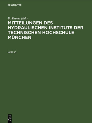 cover image of Mitteilungen des Hydraulischen Instituts der Technischen Hochschule München